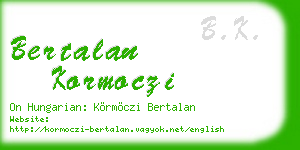 bertalan kormoczi business card